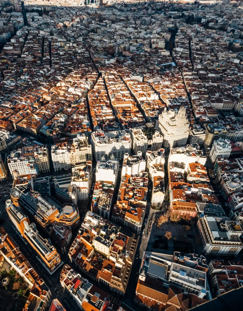 Vista aerea de la Gran Via de Madrid